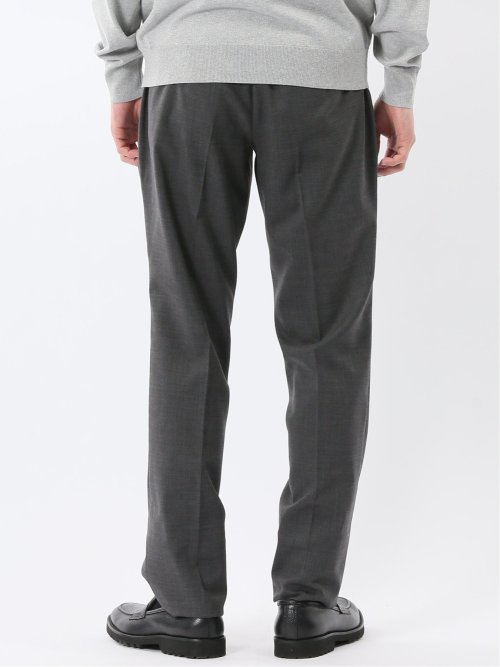 ウォッシャブル ウール混 ノータックスラックス