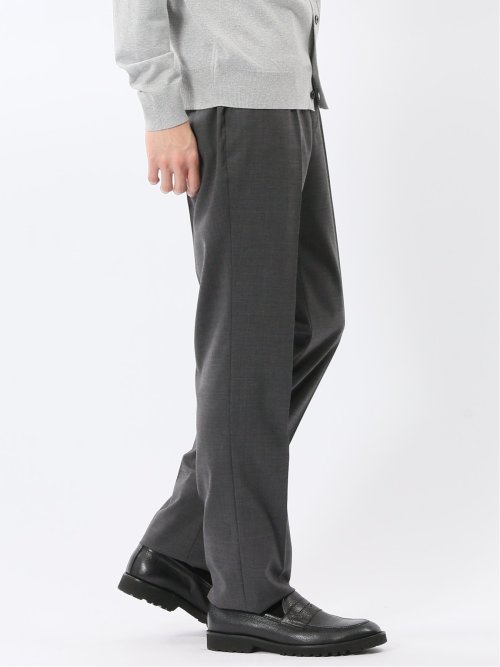 ウォッシャブル ウール混 ノータックスラックス