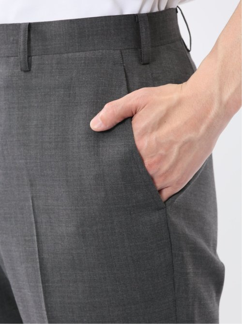 ウォッシャブル ウール混 ノータックスラックス