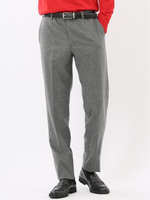 ストレッチ カシミヤ混ウール スリムフィット ノータックスラックス