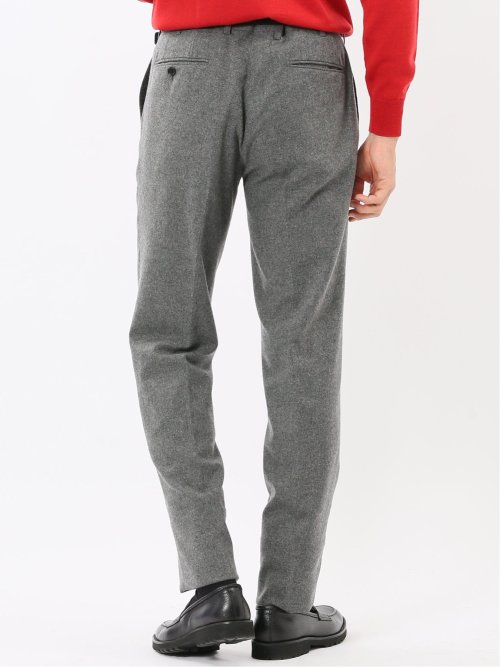 ストレッチ カシミヤ混ウール スリムフィット ノータックスラックス