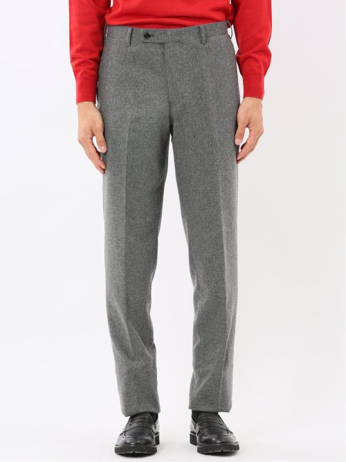 ストレッチ カシミヤ混ウール スリムフィット ノータックスラックス