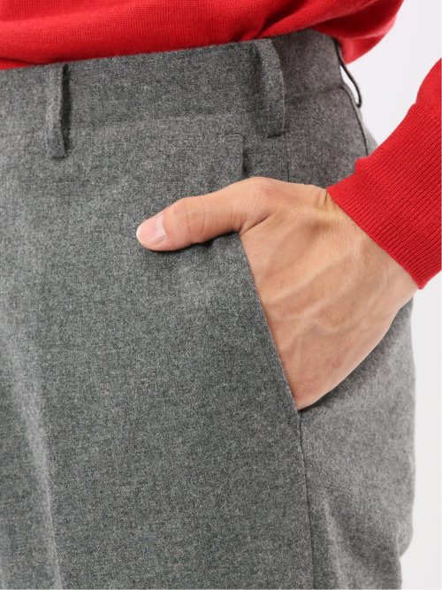 ストレッチ カシミヤ混ウール スリムフィット ノータックスラックス