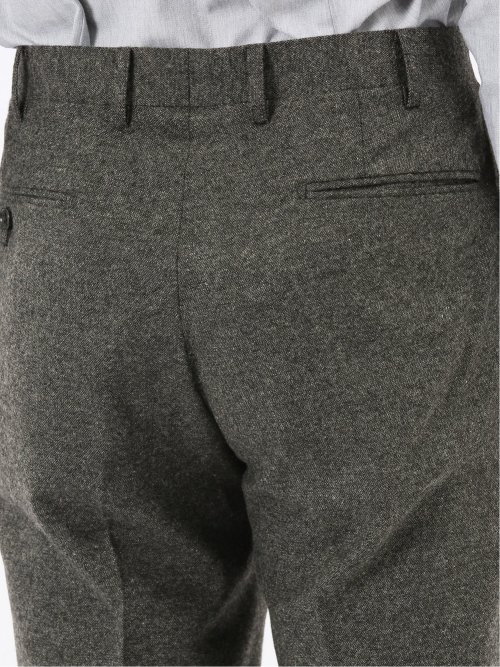 ストレッチ カシミヤ混ウール スリムフィット ノータックスラックス