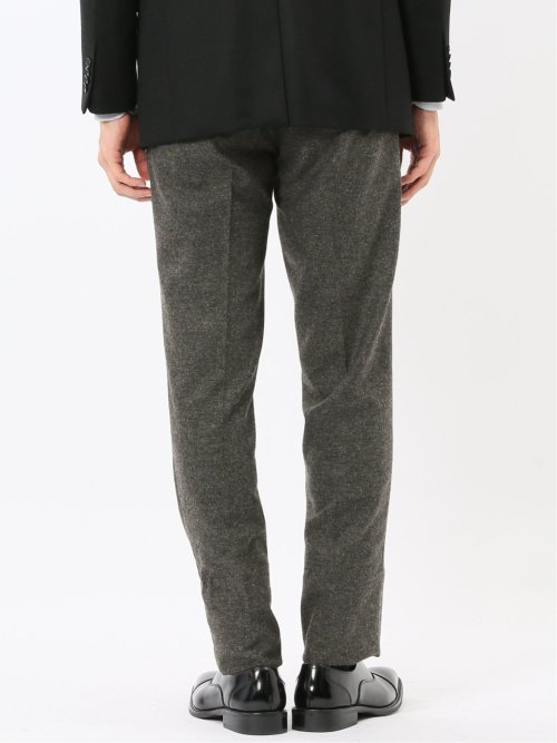 ストレッチ カシミヤ混ウール スリムフィット ノータックスラックス