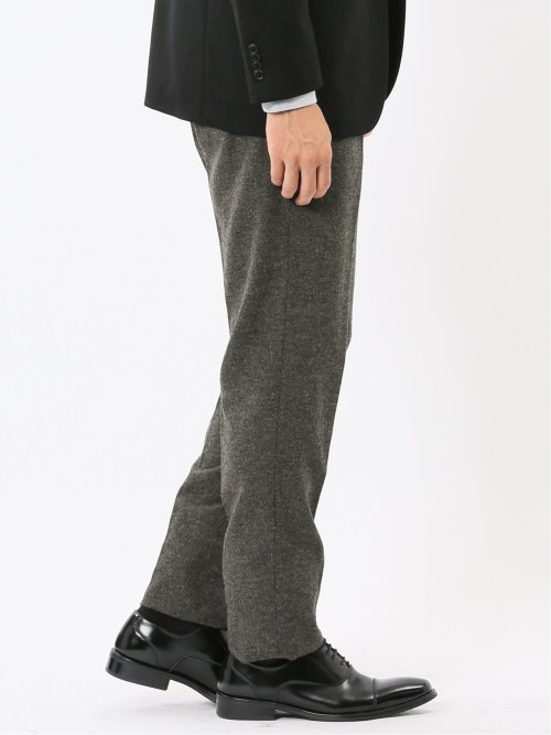 ストレッチ カシミヤ混ウール スリムフィット ノータックスラックス