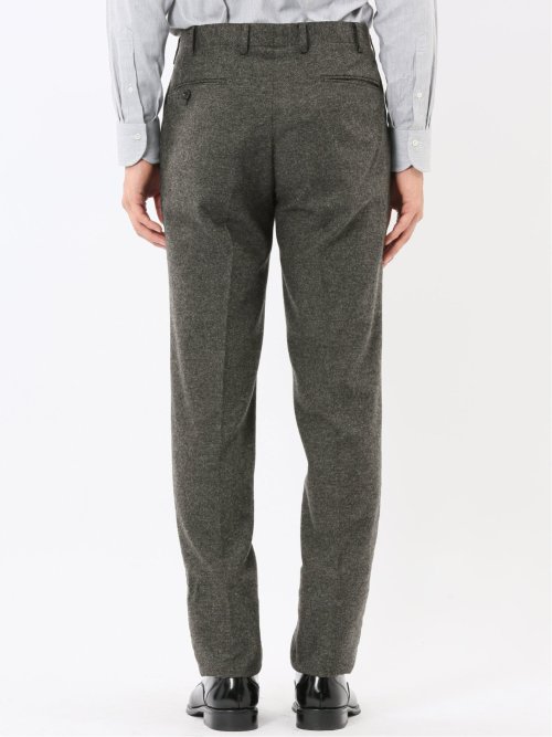 ストレッチ カシミヤ混ウール スリムフィット ノータックスラックス