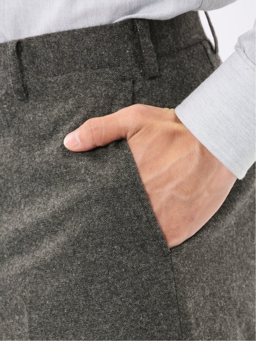 ストレッチ カシミヤ混ウール スリムフィット ノータックスラックス