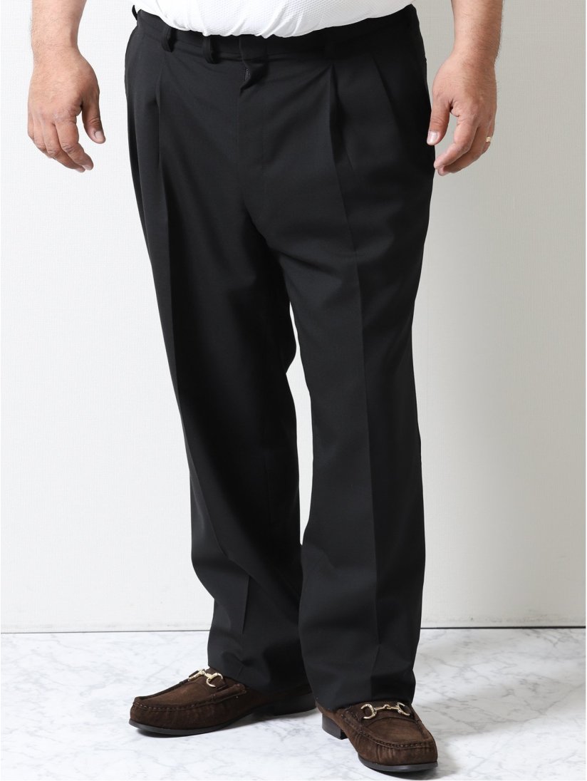 大きいサイズ グランバック Grand Back ストレッチウォッシャブル 2タックスラックス 97cm 05黒 パンツ Taka Q Online Shop タカキューオンラインショップ 公式通販