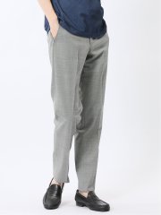 ストレッチウォッシャブル ウール混 スリムフィット ノータックパンツ 千鳥