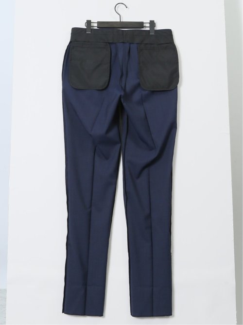 ストレッチウォッシャブル ウール混 スリムフィット ノータックパンツ 千鳥