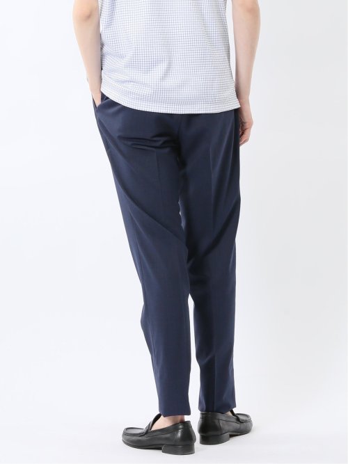 ストレッチウォッシャブル ウール混 スリムフィット ノータックパンツ 千鳥