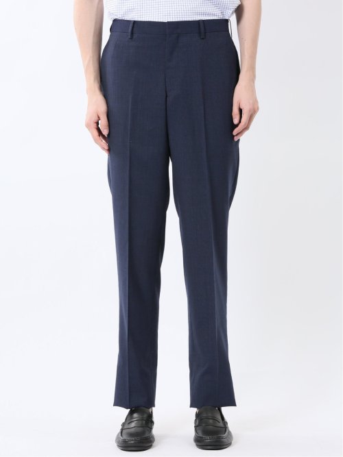 ストレッチウォッシャブル ウール混 スリムフィット ノータックパンツ 千鳥