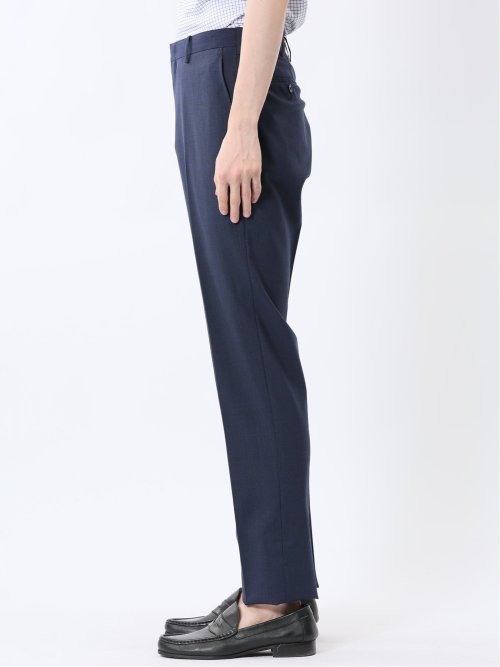ストレッチウォッシャブル ウール混 スリムフィット ノータックパンツ 千鳥
