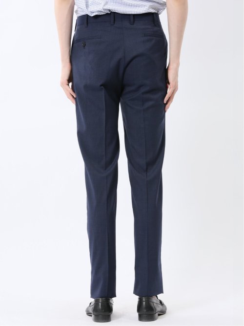 ストレッチウォッシャブル ウール混 スリムフィット ノータックパンツ 千鳥