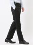 ストレッチウォッシャブル ウール混 スリムフィット ノータックパンツ シャドーストライプ黒
