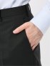 ストレッチウォッシャブル ウール混 スリムフィット ノータックパンツ シャドーストライプ黒