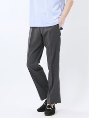 ストレッチウォッシャブル ウール混 スリムフィット ノータックパンツ 無地グレー