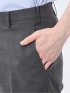 ストレッチウォッシャブル ウール混 スリムフィット ノータックパンツ 無地グレー