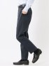 ストレッチウォッシャブル ウール混 スリムフィット ノータックパンツ 小柄紺