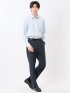 ストレッチウォッシャブル ウール混 スリムフィット ノータックパンツ 小柄紺