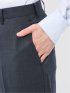 ストレッチウォッシャブル ウール混 スリムフィット ノータックパンツ 小柄紺