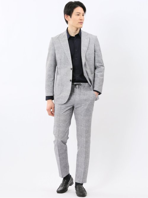 ウォッシャブル メッシュプリント ノータック パンツ(セットアップ可能)