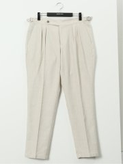 【大きいサイズ】ジーステージ/G-stage 綿麻ヘリンボン ツータック パンツ(セットアップ可能)