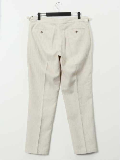 【大きいサイズ】ジーステージ/G-stage 綿麻ヘリンボン ツータック パンツ(セットアップ可能)