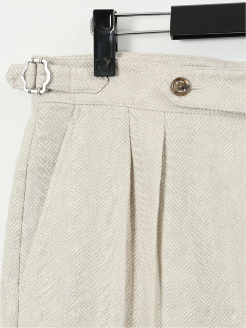 【大きいサイズ】ジーステージ/G-stage 綿麻ヘリンボン ツータック パンツ(セットアップ可能)