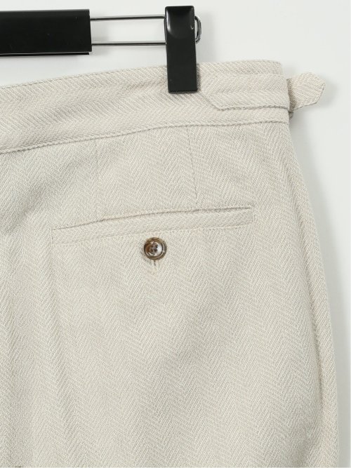 【大きいサイズ】ジーステージ/G-stage 綿麻ヘリンボン ツータック パンツ(セットアップ可能)