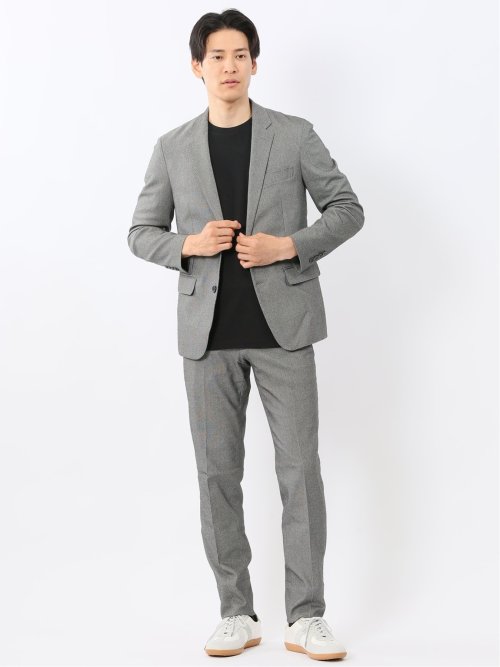 クロスストレッチ スリムフィット ノータックスラックス バーズアイグレー(セットアップ可能)