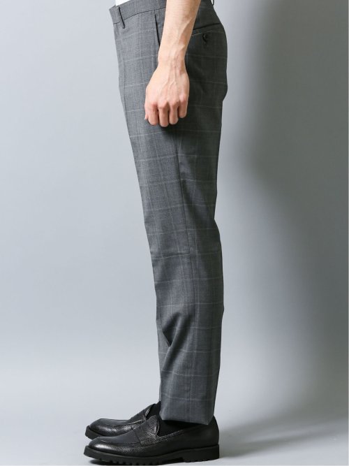 高機能レギュラーフィット ウール混ウィンドペン柄スラックス