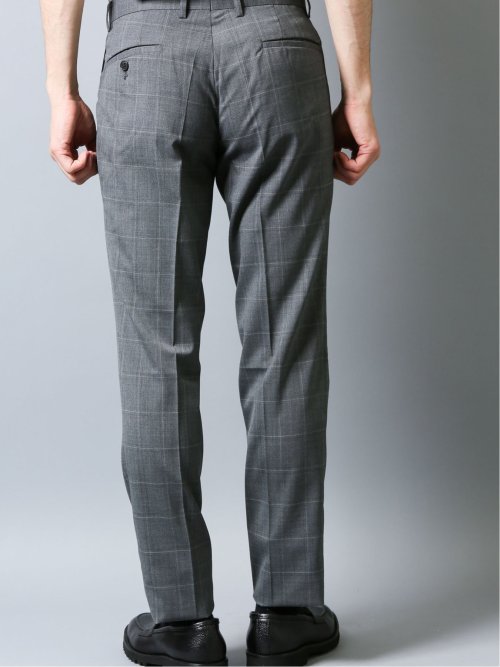 高機能レギュラーフィット ウール混ウィンドペン柄スラックス