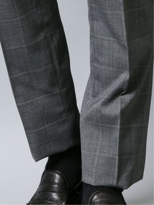 高機能レギュラーフィット ウール混ウィンドペン柄スラックス