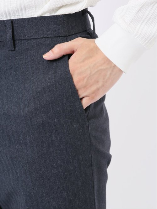 スラックス メンズ ビジネス セットアップ可能 ストレッチ ウォッシャブル スリム ノータック テーパード 紺