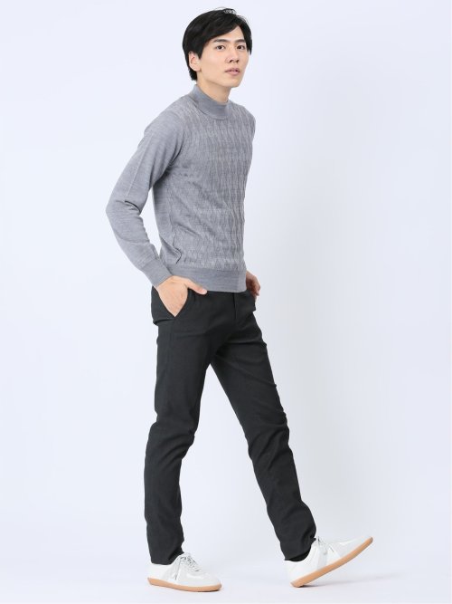 クロスストレッチ裏起毛 スリムフィット ノータックスラックス ピケグレー(セットアップ可能)