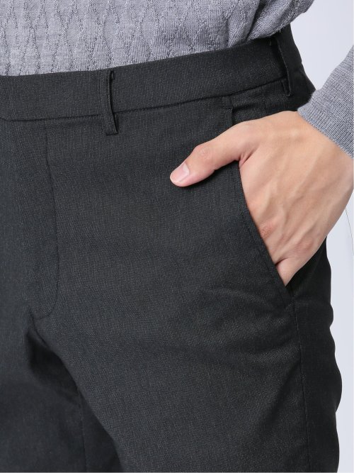 クロスストレッチ裏起毛 スリムフィット ノータックスラックス ピケグレー(セットアップ可能)