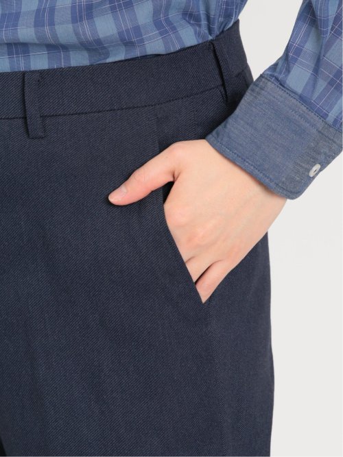 クロスストレッチ スリムフィット ノータックスラックス カルゼダルブルー