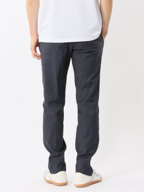 クロスストレッチ スリムフィット ノータックスラックス デニム調紺(セットアップ可能)