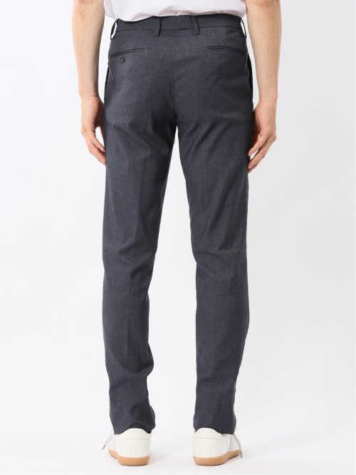 クロスストレッチ スリムフィット ノータックスラックス デニム調紺(セットアップ可能)