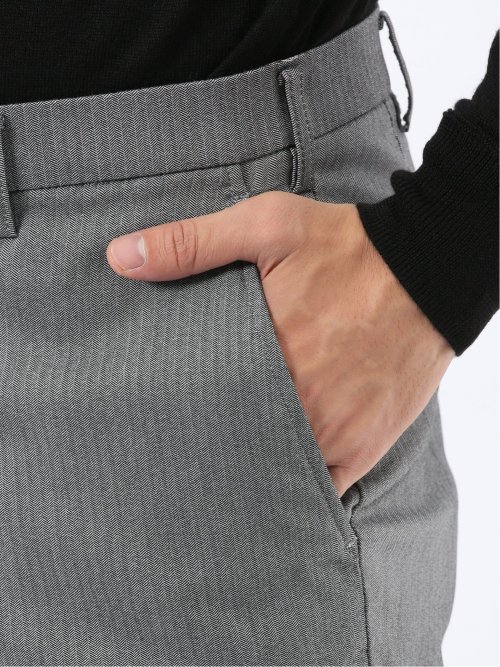 クロスストレッチ裏起毛 スリムフィット ノータックスラックス グレー(セットアップ可能)