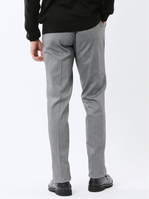 クロスストレッチ裏起毛 スリムフィット ノータックスラックス グレー(セットアップ可能)