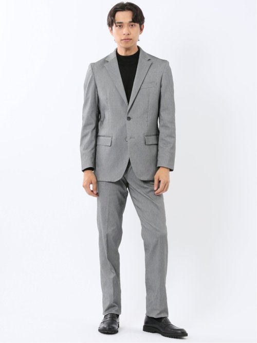 クロスストレッチ裏起毛 スリムフィット ノータックスラックス グレー(セットアップ可能)