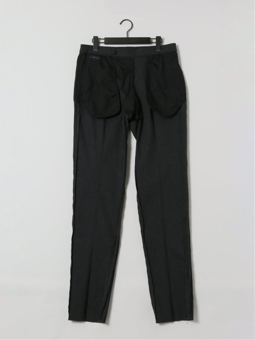 クロスストレッチ スリムフィット ノータックスラックス デニム風黒(セットアップ可能)