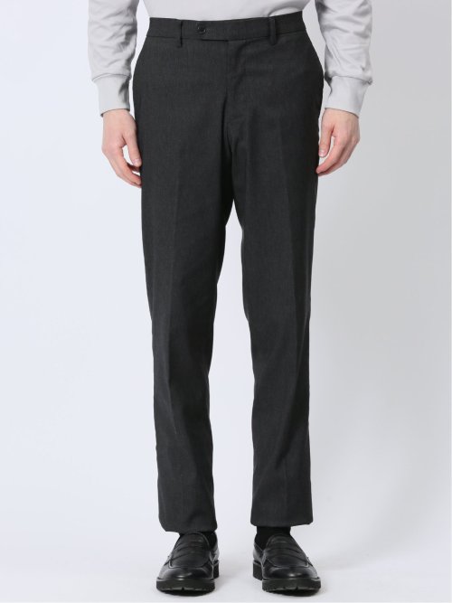 クロスストレッチ スリムフィット ノータックスラックス デニム風黒(セットアップ可能)