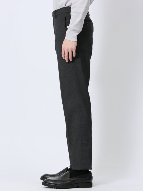 クロスストレッチ スリムフィット ノータック スラックス デニム風 黒