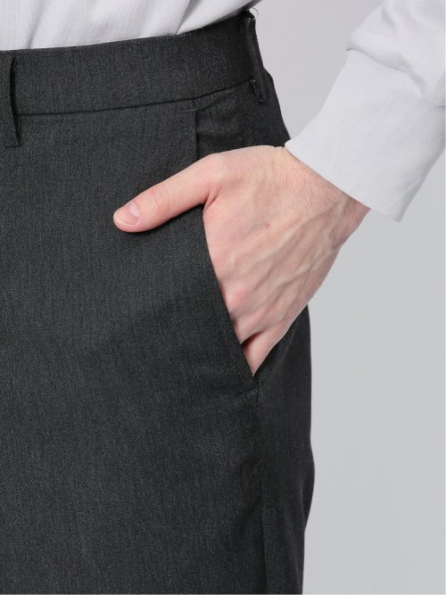 クロスストレッチ スリムフィット ノータックスラックス デニム風黒(セットアップ可能)