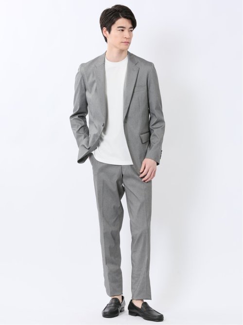 クロスストレッチ スリムフィット ノータックスラックス ライトグレー(セットアップ可能)