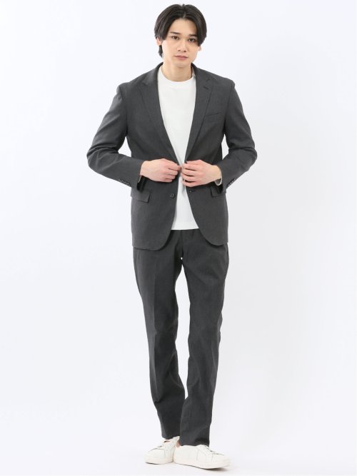 クロスストレッチ スリムフィット ノータックスラックス 黒(セットアップ可能)